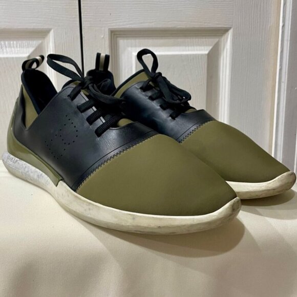 BALLY MADE IN ITALY SNEAKERS AESTHETIC GREEN OLIVE NEOPRENE BLACK LEATHER  SZ 13 - Picture 8 of 16